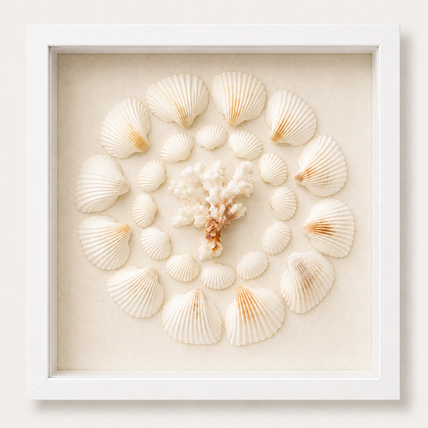 Cardium Clam & Brownstem Coral Shadow Box
